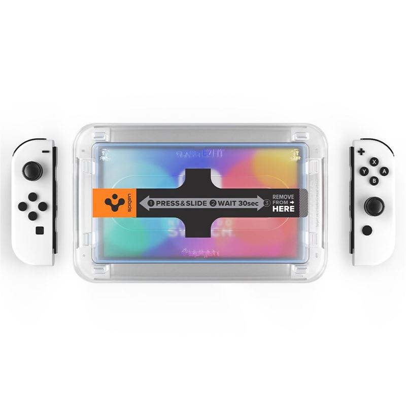 Set 2 folii de sticla Spigen Glas.tR EZ Fit cu rama de montaj pentru Nintendo Switch OLED